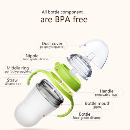 New 0-36 months baby nano-silicone bottle 240ml 150ml with handle Breastmilk-like design Soft milk pulling - GAELBLOOM UK