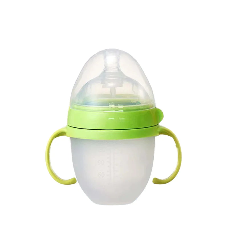 New 0-36 months baby nano-silicone bottle 240ml 150ml with handle Breastmilk-like design Soft milk pulling - GAELBLOOM UK