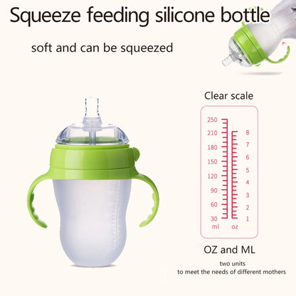 New 0-36 months baby nano-silicone bottle 240ml 150ml with handle Breastmilk-like design Soft milk pulling - GAELBLOOM UK