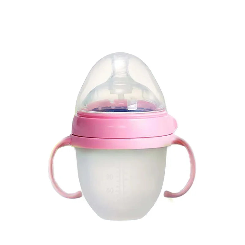 New 0-36 months baby nano-silicone bottle 240ml 150ml with handle Breastmilk-like design Soft milk pulling - GAELBLOOM UK