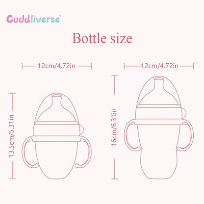 New 0-36 months baby nano-silicone bottle 240ml 150ml with handle Breastmilk-like design Soft milk pulling - GAELBLOOM UK