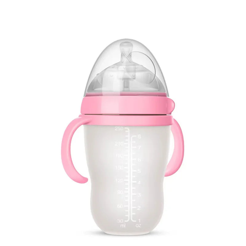 New 0-36 months baby nano-silicone bottle 240ml 150ml with handle Breastmilk-like design Soft milk pulling - GAELBLOOM UK