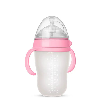 New 0-36 months baby nano-silicone bottle 240ml 150ml with handle Breastmilk-like design Soft milk pulling - GAELBLOOM UK