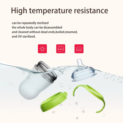 New 0-36 months baby nano-silicone bottle 240ml 150ml with handle Breastmilk-like design Soft milk pulling - GAELBLOOM UK