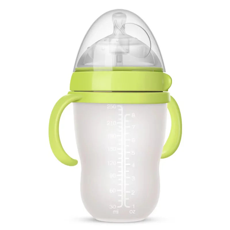 New 0-36 months baby nano-silicone bottle 240ml 150ml with handle Breastmilk-like design Soft milk pulling - GAELBLOOM UK