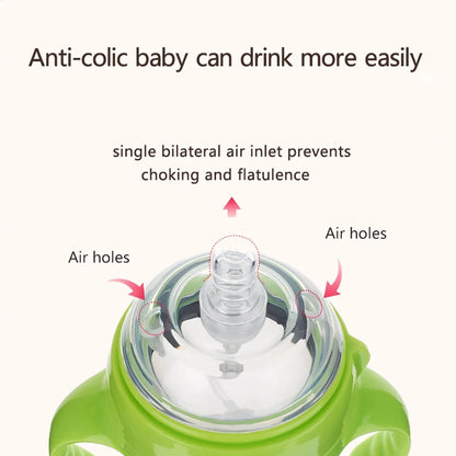 New 0-36 months baby nano-silicone bottle 240ml 150ml with handle Breastmilk-like design Soft milk pulling - GAELBLOOM UK